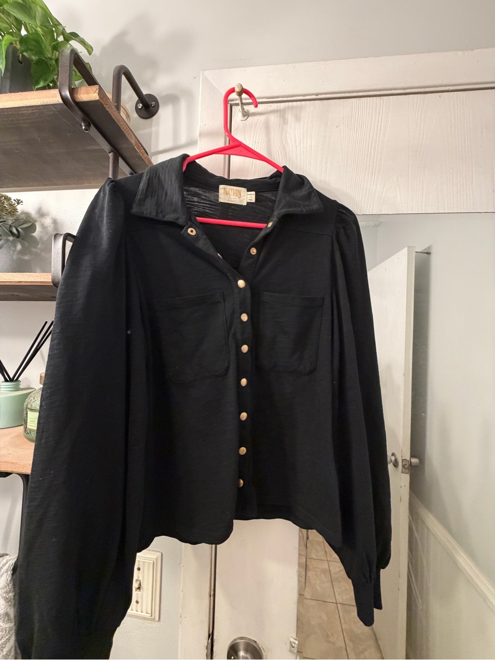 Nation LTD Black Button-Front Blouse